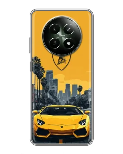 Чехол для Realme 12 5G с картинкой «Желтый Lamborghini город»