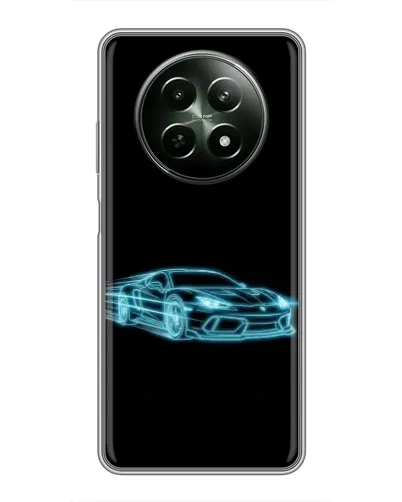 Чехол для Realme 12 5G с картинкой «Неоновый контур Lamborghini»