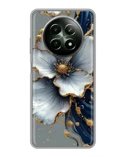 Чехол для Realme 12 5G с картинкой «Белый цветок и золотой флюид» Чехол для Realme 12 5G с картинкой «Белый цветок и золотой флюид»
