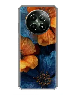 Чехол для Realme 12 5G с картинкой «Яркая сине-оранжевая флора» Чехол для Realme 12 5G с картинкой «Яркая сине-оранжевая флора»