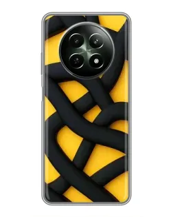 Чехол для Realme 12 5G с картинкой «Черное желтое переплетение»