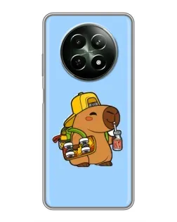 Чехол для Realme 12 5G с картинкой «Капибара на скейте»