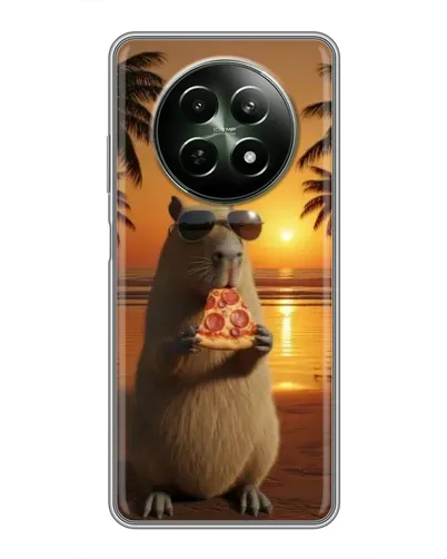 Чехол для Realme 12 5G с картинкой «Капибара с пиццей»
