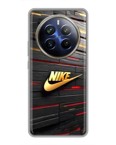 Чохол для Realme 12 Plus з картинкою «Золотий Nike на металі»