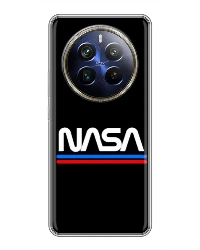 Чехол для Realme 12 Plus с картинкой «NASA — классика Red Blue» Чехол для Realme 12 Plus с картинкой «NASA — классика Red Blue»