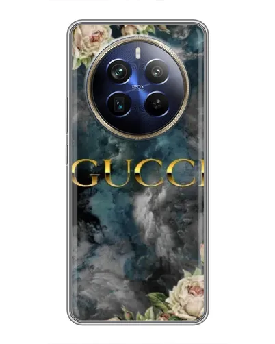 Чехол для Realme 12 Plus с картинкой «Абстрактные цветы Gucci» Чехол для Realme 12 Plus с картинкой «Абстрактные цветы Gucci»
