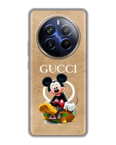 Чехол для Realme 12 Plus с картинкой «Микки Маус Gucci — крафт» Чехол для Realme 12 Plus с картинкой «Микки Маус Gucci — крафт»