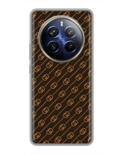 Чехол для Realme 12 Plus с картинкой «Gucci — золотые диагонали» Чехол для Realme 12 Plus с картинкой «Gucci — золотые диагонали»