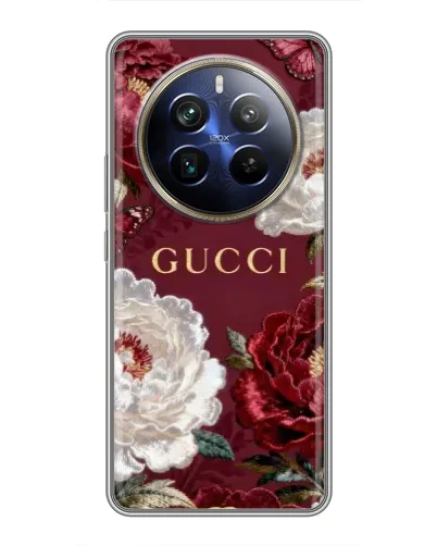 Чехол для Realme 12 Plus с картинкой «Gucci — бордовые розы» Чехол для Realme 12 Plus с картинкой «Gucci — бордовые розы»