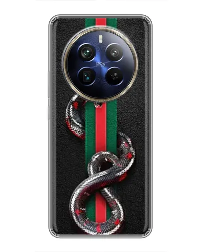Чехол для Realme 12 Plus с картинкой «Gucci — змея на полосе» Чехол для Realme 12 Plus с картинкой «Gucci — змея на полосе»