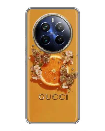 Чехол для Realme 12 Plus с картинкой «Gucci — золотые бабочки» Чехол для Realme 12 Plus с картинкой «Gucci — золотые бабочки»