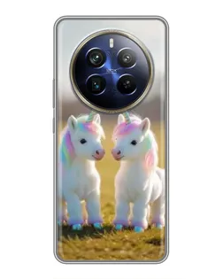 Чехол для Realme 12 Plus с картинкой «Пара единорогов»