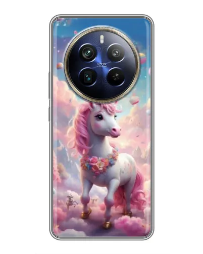 Чехол для Realme 12 Plus с картинкой «Единорог среди облаков»
