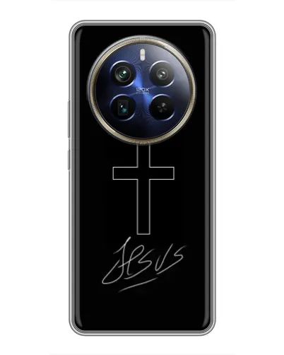 Чехол для Realme 12 Plus с картинкой «Графический крест Jesus» Чехол для Realme 12 Plus с картинкой «Графический крест Jesus»