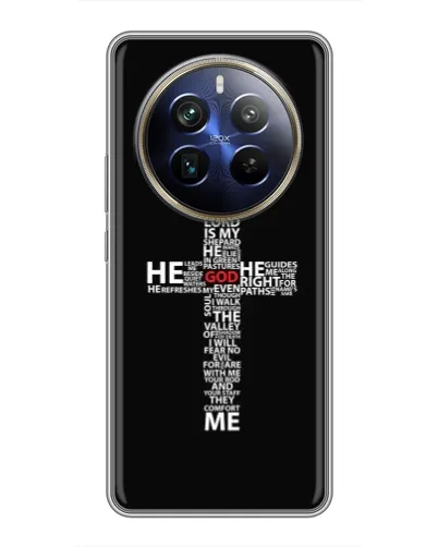 Чехол для Realme 12 Plus с картинкой «Текстовый крест» Чехол для Realme 12 Plus с картинкой «Текстовый крест»