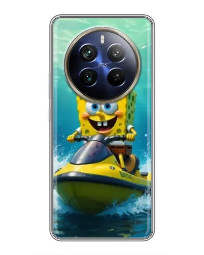 Чехол для Realme 12 Plus с картинкой «Спанч Боб на гидроцикле»