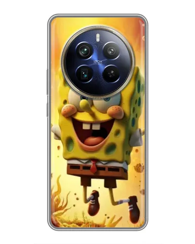 Чехол для Realme 12 Plus с картинкой «Губка Боб прыгает»