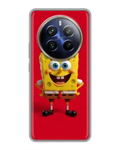 Чехол для Realme 12 Plus с картинкой «Спанч Боб на красном»