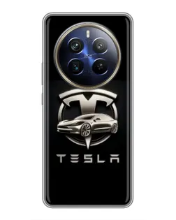 Чохол для Realme 12 Plus з картинкою «Tesla — срібне авто» Чохол для Realme 12 Plus з картинкою «Tesla — срібне авто»
