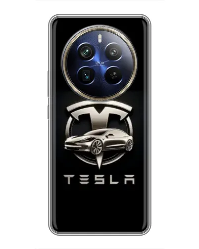 Чохол для Realme 12 Plus з картинкою «Tesla — срібне авто» Чохол для Realme 12 Plus з картинкою «Tesla — срібне авто»