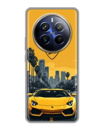 Чохол для Realme 12 Plus з картинкою «Жовтий Lamborghini місто» Чохол для Realme 12 Plus з картинкою «Жовтий Lamborghini місто»
