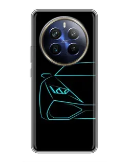Чохол для Realme 12 Plus з картинкою «Блакитний силует Lamborghini»