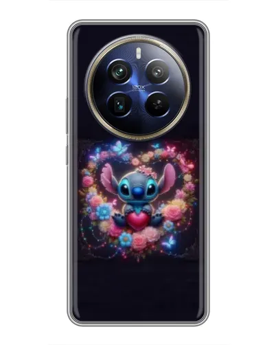 Чехол для Realme 12 Plus с картинкой «Stitch в цветах» Чехол для Realme 12 Plus с картинкой «Stitch в цветах»