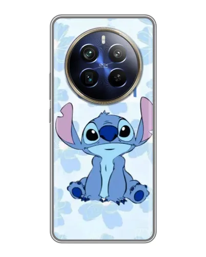 Чехол для Realme 12 Plus с картинкой «Stitch среди цветов» Чехол для Realme 12 Plus с картинкой «Stitch среди цветов»