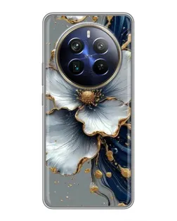Чехол для Realme 12 Plus с картинкой «Белый цветок и золотой флюид» Чехол для Realme 12 Plus с картинкой «Белый цветок и золотой флюид»