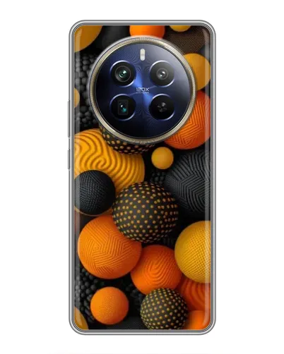 Чехол для Realme 12 Plus с картинкой «Объемные оранжевые сферы» Чехол для Realme 12 Plus с картинкой «Объемные оранжевые сферы»