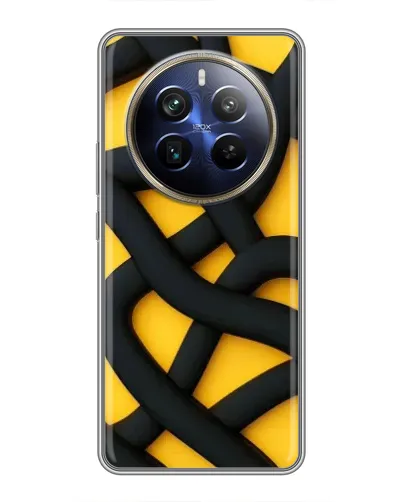 Чехол для Realme 12 Plus с картинкой «Черное желтое переплетение» Чехол для Realme 12 Plus с картинкой «Черное желтое переплетение»