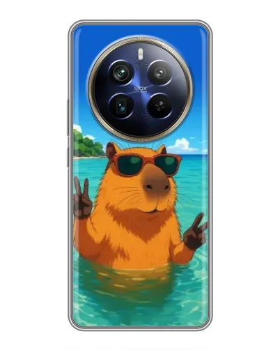 Чехол для Realme 12 Plus с картинкой «Морская капибара»
