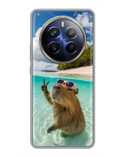 Чехол для Realme 12 Plus с картинкой «Капибара на море»
