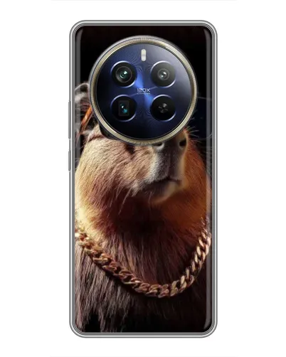 Чехол для Realme 12 Plus с картинкой «Капибара золотая цепь»