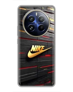 Чехол для Realme 12 Pro Plus с картинкой «Золотой Nike на металле»
