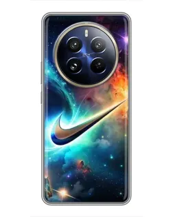 Чехол для Realme 12 Pro Plus с картинкой «Космический Nike Swoosh»