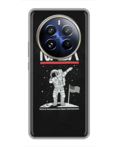 Чехол для Realme 12 Pro Plus с картинкой «NASA — шагаем по Луне»