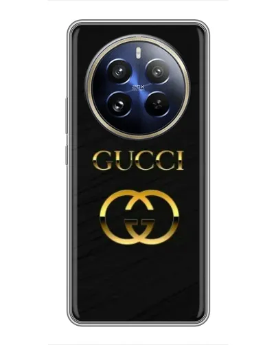 Чехол для Realme 12 Pro Plus с картинкой «Золотой логотип Gucci»