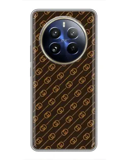 Чохол для Realme 12 Pro Plus з картинкою «Gucci — золоті діагоналі» Чохол для Realme 12 Pro Plus з картинкою «Gucci — золоті діагоналі»