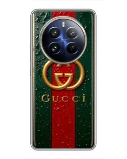 Чохол для Realme 12 Pro Plus з картинкою «Gucci — фірмова смуга та золото» Чохол для Realme 12 Pro Plus з картинкою «Gucci — фірмова смуга та золото»