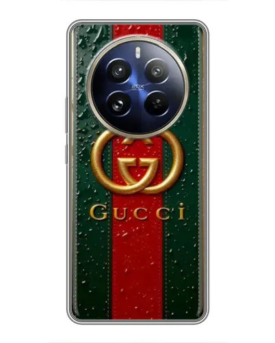 Чехол для Realme 12 Pro Plus с картинкой «Gucci — фирменная полоса и золото» Чехол для Realme 12 Pro Plus с картинкой «Gucci — фирменная полоса и золото»