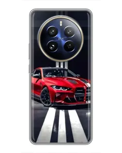 Чехол для Realme 12 Pro Plus с картинкой «Красная BMW на дороге»