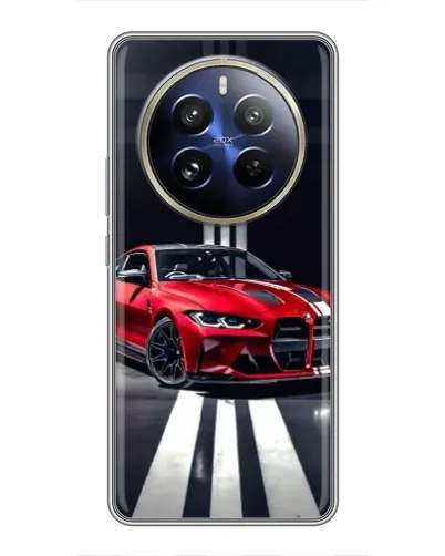 Чехол для Realme 12 Pro Plus с картинкой «Красная BMW на дороге»