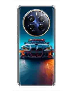 Чехол для Realme 12 Pro Plus с картинкой «BMW — огни неона»
