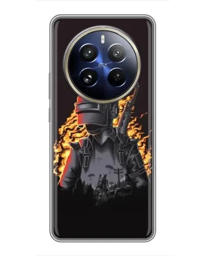 Чехол для Realme 12 Pro Plus с картинкой «PUBG — огненный силуэт» Чехол для Realme 12 Pro Plus с картинкой «PUBG — огненный силуэт»