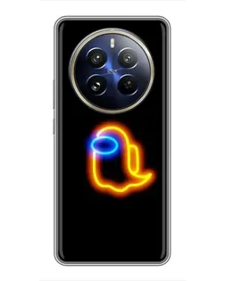 Чехол для Realme 12 Pro Plus с картинкой «Among Us неоновое сияние»