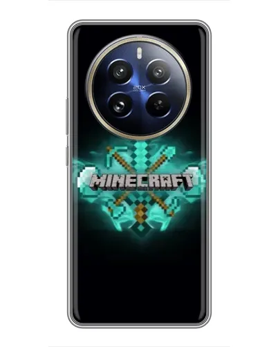 Чехол для Realme 12 Pro Plus с картинкой «Minecraft Diamond лого»