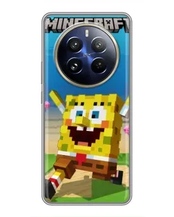 Чохол для Realme 12 Pro Plus з картинкою «Губка Боб Minecraft»