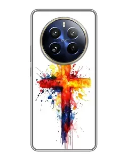 Чехол для Realme 12 Pro Plus с картинкой «Акварельный крест»