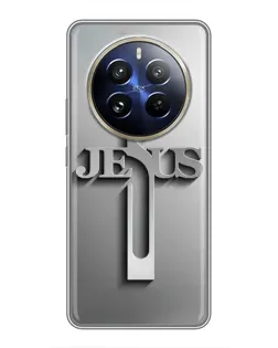 Чехол для Realme 12 Pro Plus с картинкой «Металлический крест Jesus»